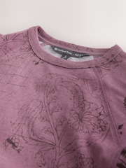 Pink National Trust X Next Raglan Long Sleeve Washed Effect Raw Seam T-Shirt - Image 9 of 9