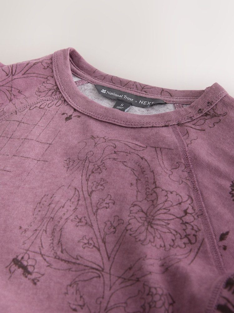 Pink National Trust X Next Raglan Long Sleeve Washed Effect Raw Seam T-Shirt - Image 9 of 9 Pink National Trust X Next Raglan Long Sleeve Washed Effect Raw Seam T-Shirt - Image 9 of 9