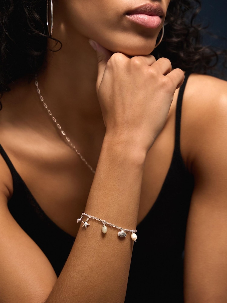 Accessorize Silver Sterling Silver-Plated Ocean Charm Bracelet - Image 1 of 1