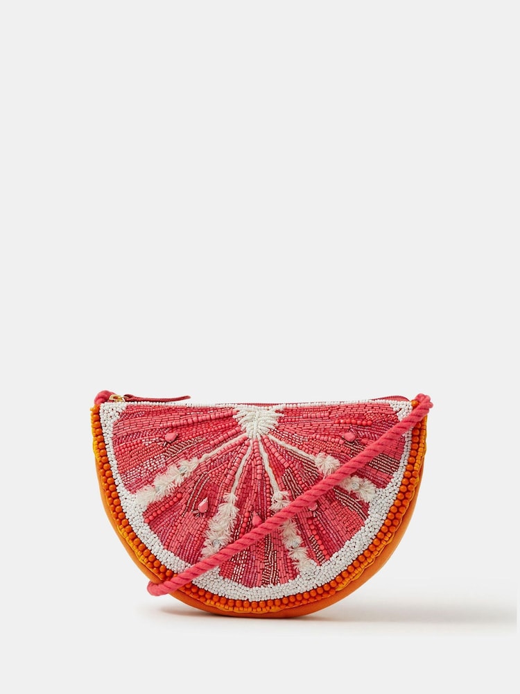 Accessorize Orange Beaded Grapefruit Crossbody Bag - Image 2 of 3