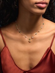 Accessorize 14ct Gold Plated Semi Precious Pendant Necklace - Image 2 of 2