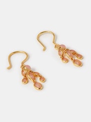 Accessorize Gold 14ct Gold-Plated Rose Quartz Drop Earrings - Image 1 of 2