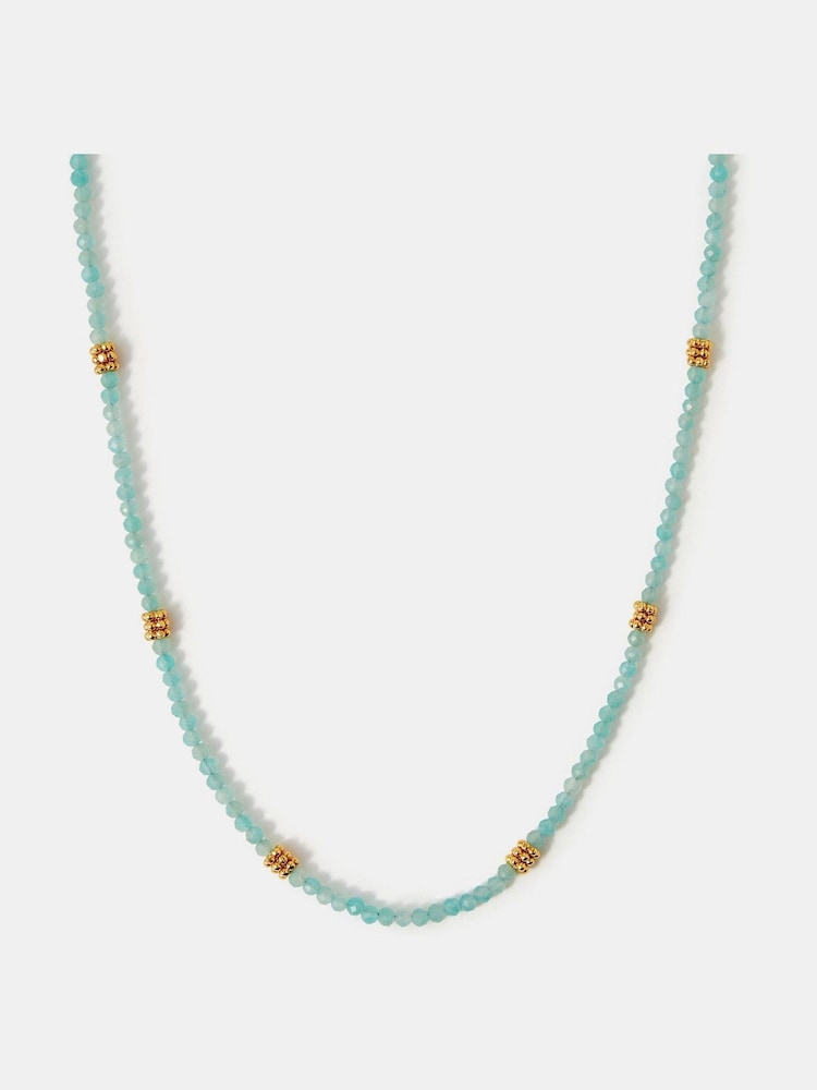 Accessorize Green 14ct Gold-Plated Quartz Beaded Necklace - Image 1 of 2