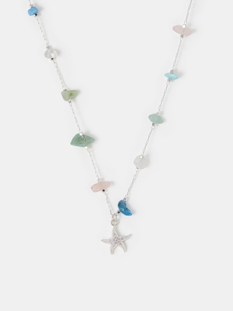 Accessorize Sterling Silver-Plated Semi Precious Pendant Necklace - Image 1 of 2