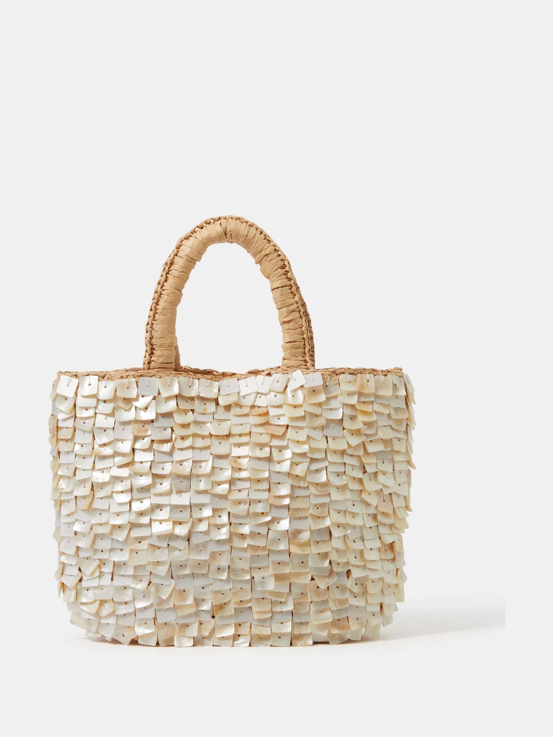 Buy Accessorize Cream Mother of Pearl Raffia Handheld Bag from the