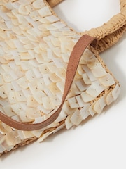 Accessorize Cream Mother of Pearl Raffia Handheld Bag - Image 2 of 3