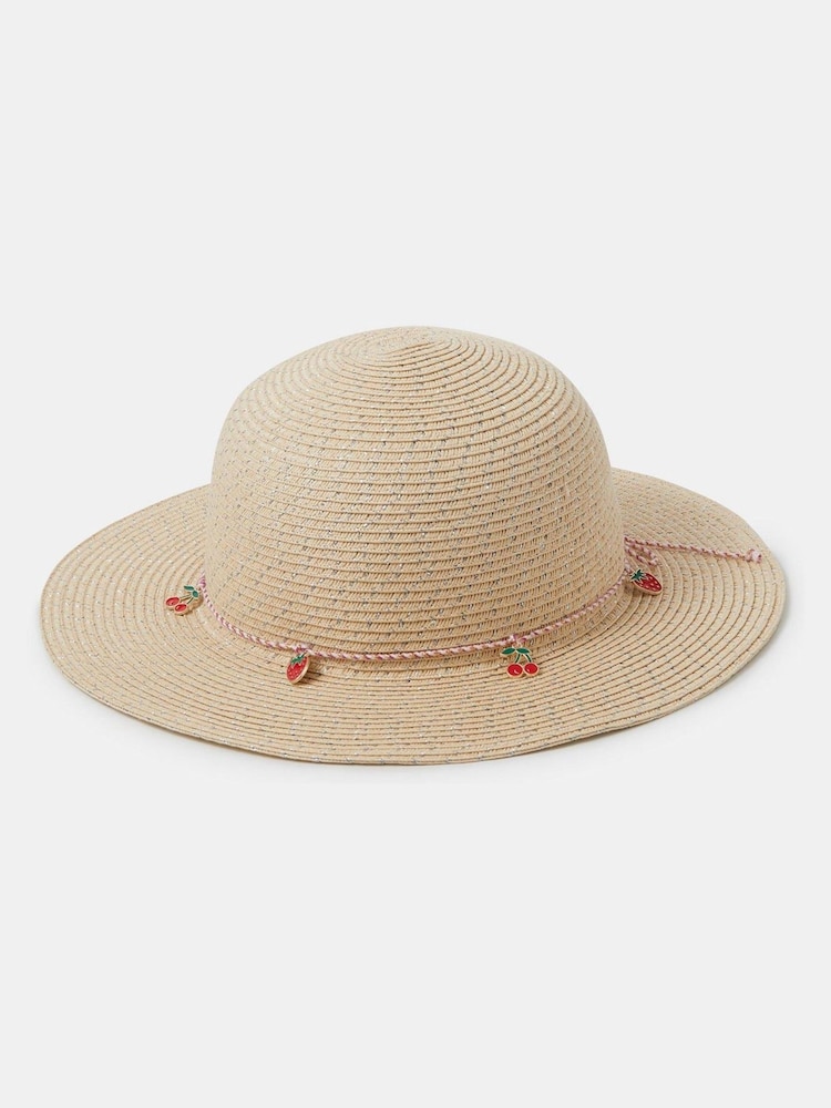 Angels By Accessorize Natural Cherry Charm Floppy Hat - Image 1 of 2
