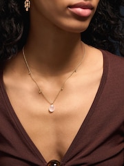 Accessorize 14ct Gold Plated Rose Quartz Pendant Necklace - Image 2 of 2