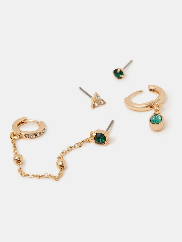 Accessorize Stone Stud & Chain Hoop Earrings 4 Pack - 画像 1 / 2