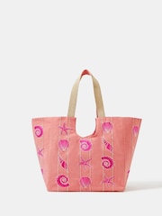 Accessorize Orange Embroidered Seashell Beach Bag - Image 2 of 3