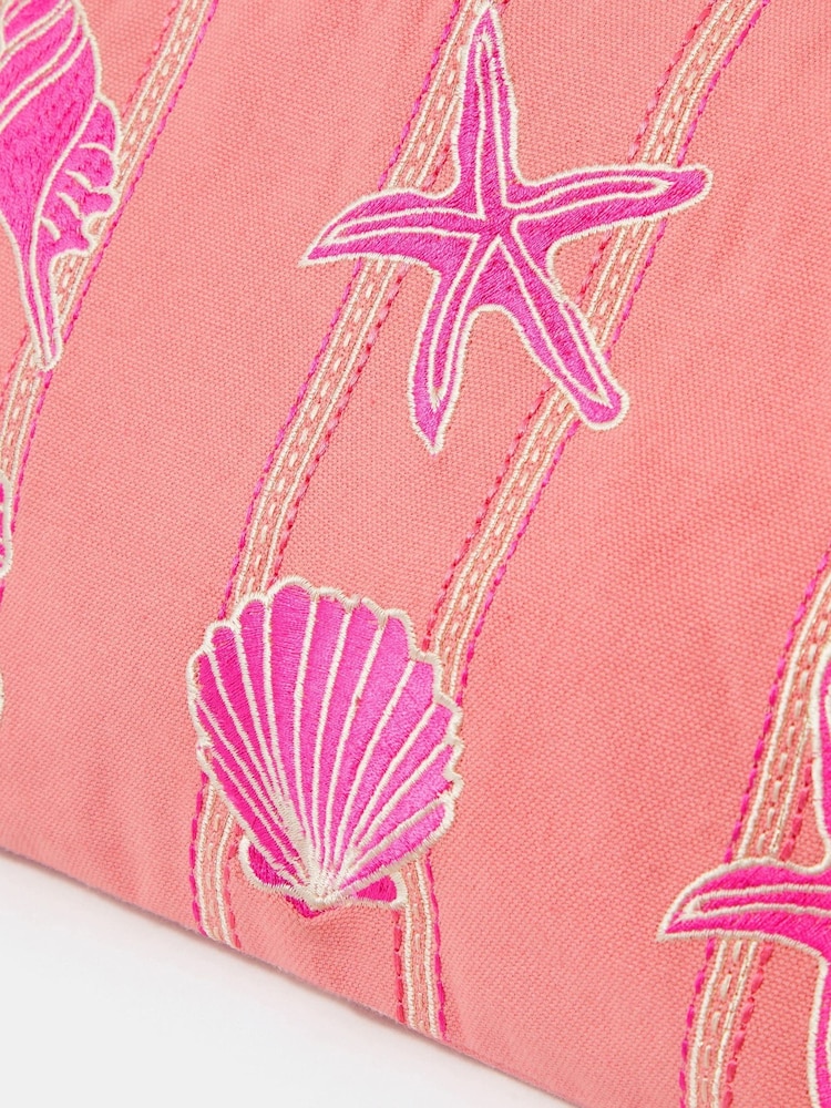 Accessorize Orange Embroidered Seashell Beach Bag - Image 3 of 3 Accessorize Orange Embroidered Seashell Beach Bag - Image 3 of 3