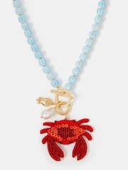 Accessorize Blue Beaded Crab Charm Necklace - Image 1 of 2