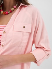 Accessorize Pink Lace Trim Beach Cover Up Shirt - Image 3 of 4