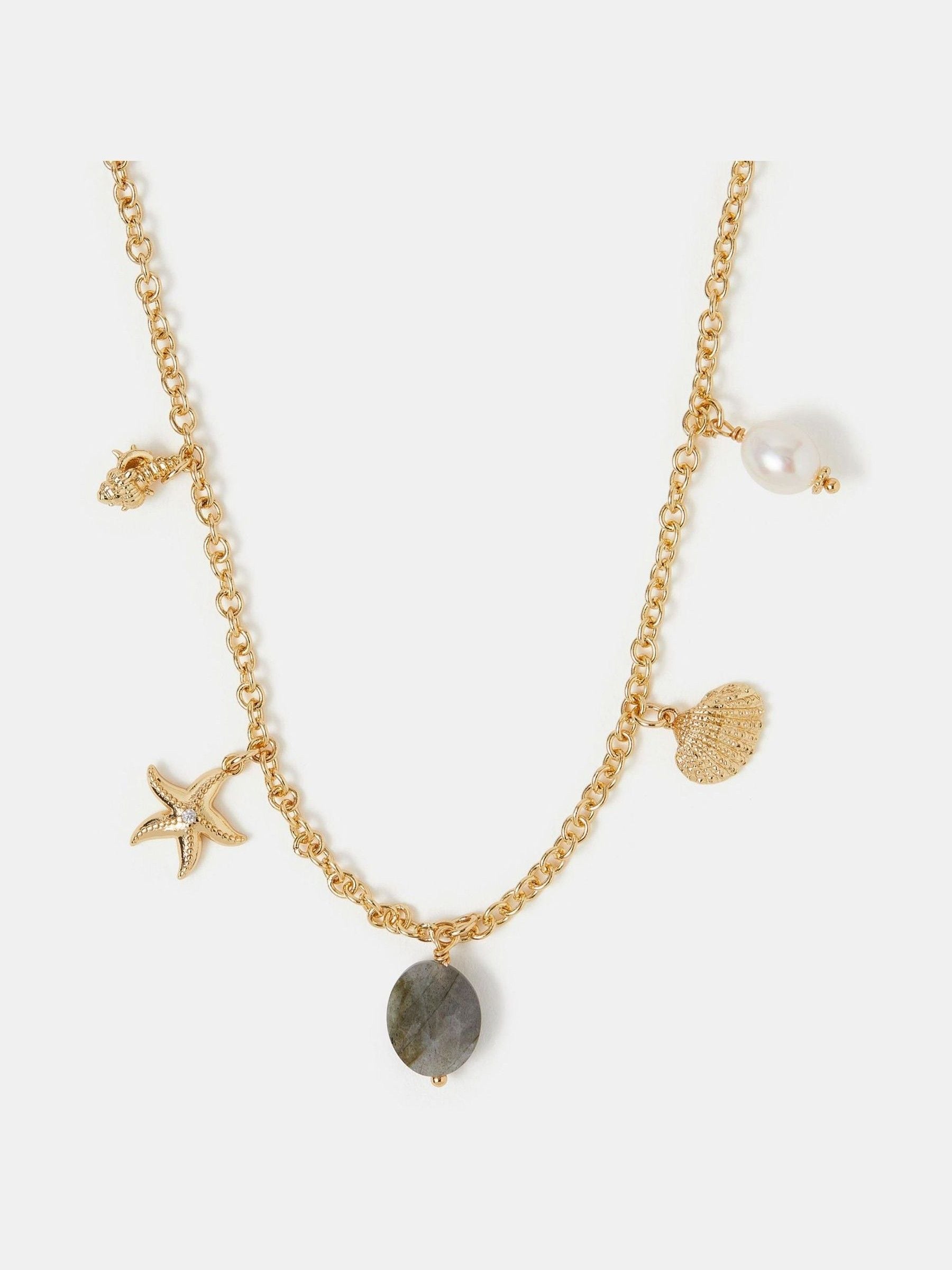 Buy Accessorize 14ct Gold Plated Ocean Charm Necklace from the