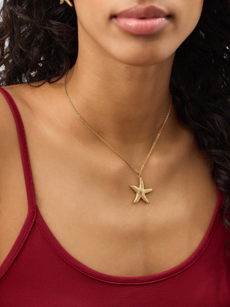 Accessorize Gold Stainless Steel Starfish Pendant Necklace - Image 2 of 2