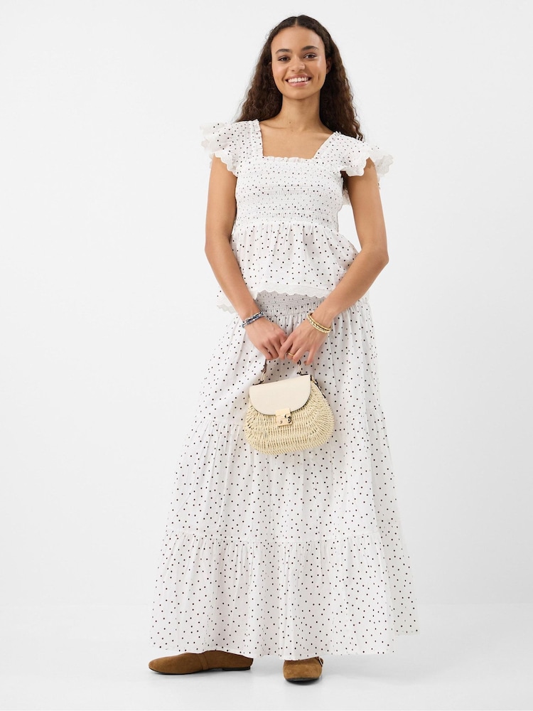 Accessorize Cream Frill Polka Dot Smocked Top - Image 2 of 4