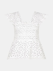 Accessorize Cream Frill Polka Dot Smocked Top - Image 4 of 4