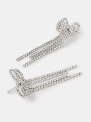Accessorize White Diamanté Bow Drop Earrings - Image 1 of 1