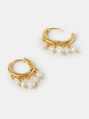 Accessorize 14ct Gold-Plated 14ct Gold-Plated Pearl Hoop Drop Earrings - Image 1 of 2