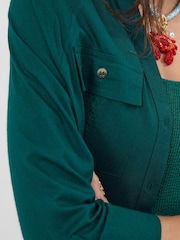 Accessorize Green Lace Trim Beach Cover Up Shirt - Image 3 of 4