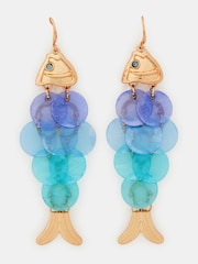 Accessorize Blue Ombré Fish Drop Earrings - Image 1 of 2