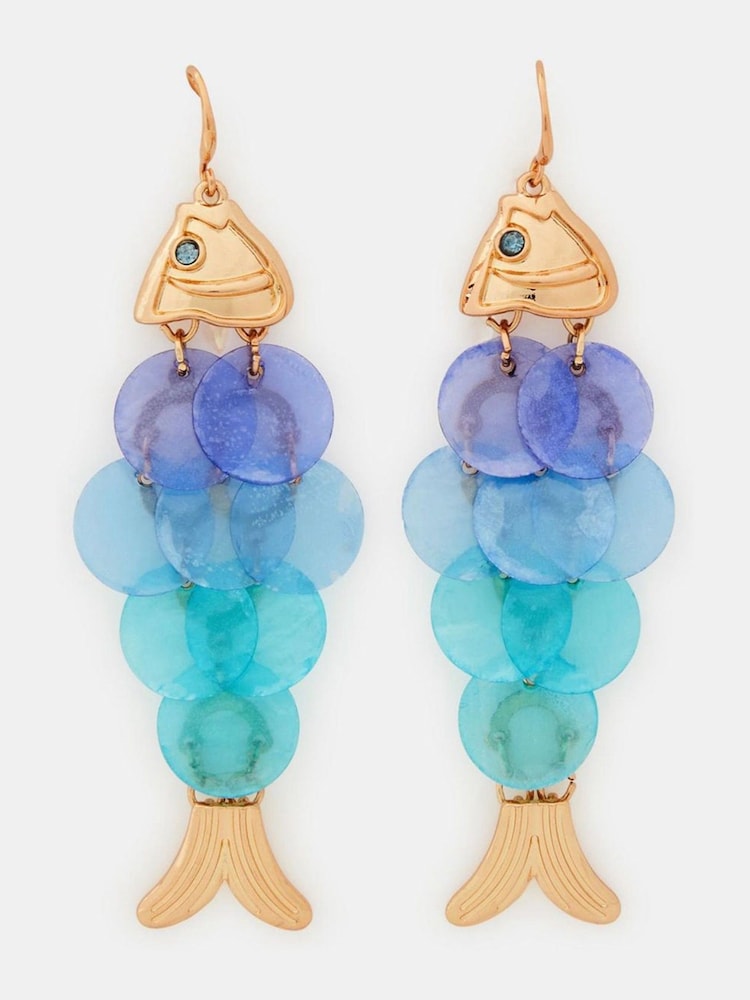 Accessorize Blue Ombré Fish Drop Earrings - Image 1 of 2