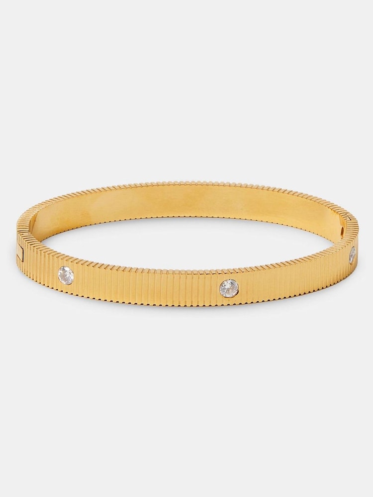 Accessorize Gold Stainless Steel Stone Bangle - Image 1 of 2 Accessorize Gold Stainless Steel Stone Bangle - Image 1 of 2