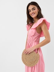 Accessorize Gold Metallic Shell Macramé Crossbody Bag - Image 1 of 4