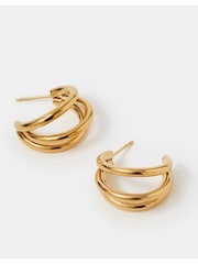 Accessorize Gold Stainless Steel Triple Hoop Earrings - Image 1 of 2