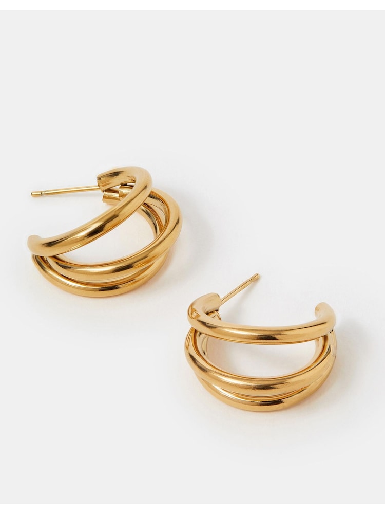 Accessorize Gold Stainless Steel Triple Hoop Earrings - Image 1 of 2