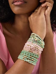 Accessorize Green Mix Bead Stretch Bracelets 20 Pack - Image 2 of 2