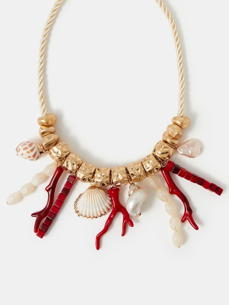 Accessorize Red Coral Reef Statement Necklace - Image 1 of 2