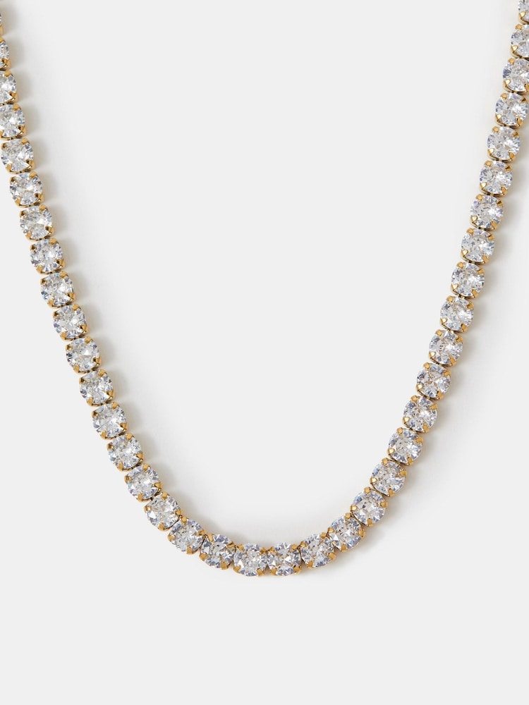 Accessorize Gold Tone Stainless Steel Tennis Necklace - Image 1 of 2