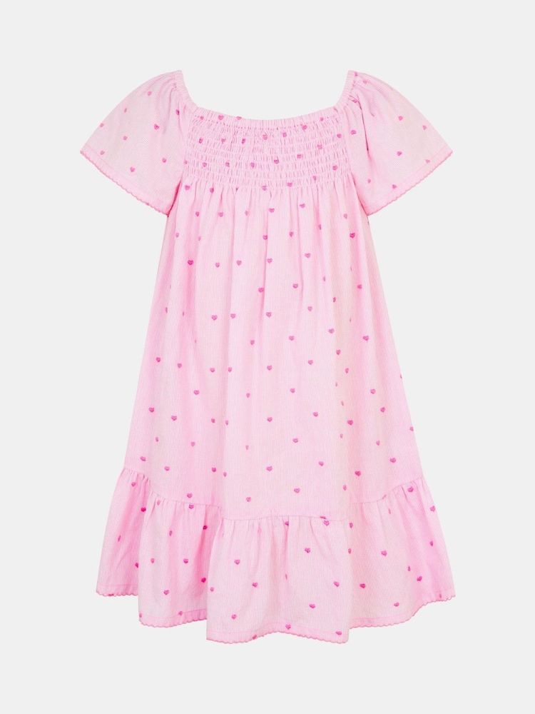 Angels By Accessorize Pink Girls Heart Embroidered Dress - Image 1 of 2