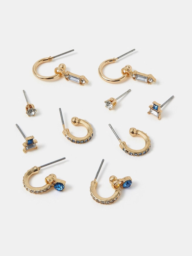 Accessorize Gem Diamanté Stud & Hoop Earrings 5 Pack - Image 1 of 2 Accessorize Gem Diamanté Stud & Hoop Earrings 5 Pack - Image 1 of 2