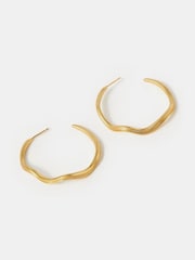 Accessorize 14ct Gold Plated Wave Hoop Earrings - Image 1 of 2
