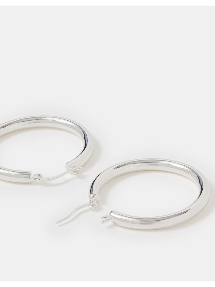Accessorize Sterling Silver-Plated Tube Hoop Earrings - Image 1 of 2