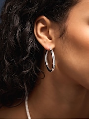 Accessorize Sterling Silver-Plated Tube Hoop Earrings - Image 2 of 2