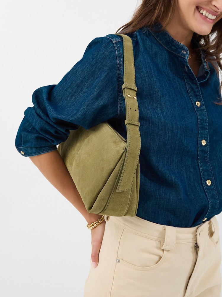 Accessorize Green Suede Shoulder Bag - Image 1 of 3