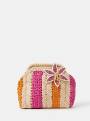 Accessorize Cream Stripe Raffia Clutch Bag - Image 2 of 3