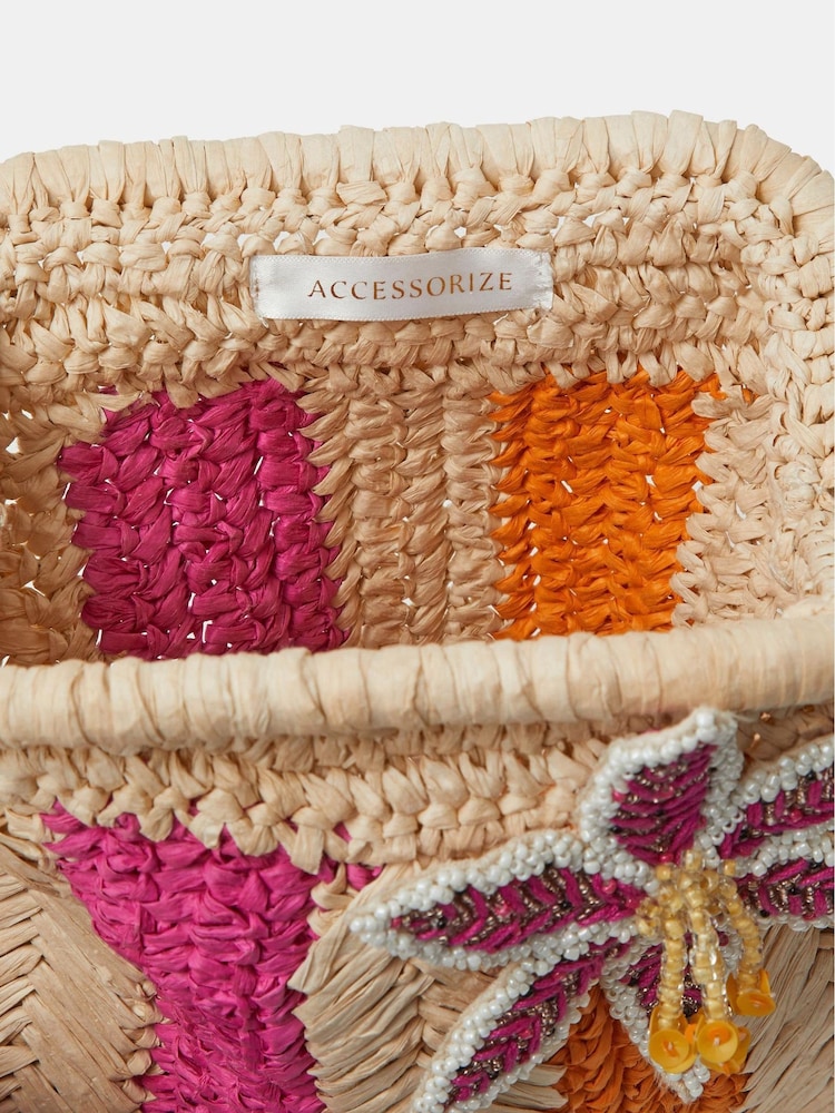 Accessorize Cream Stripe Raffia Clutch Bag - Image 3 of 3
