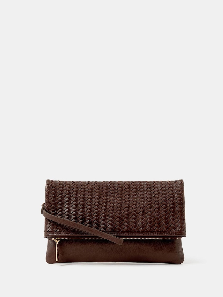 Accessorize Brown Woven Leather Clutch Bag - Image 2 of 3