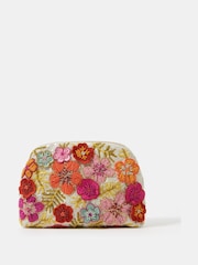 Accessorize Orange Beaded Flower Clutch Bag - Image 1 of 3