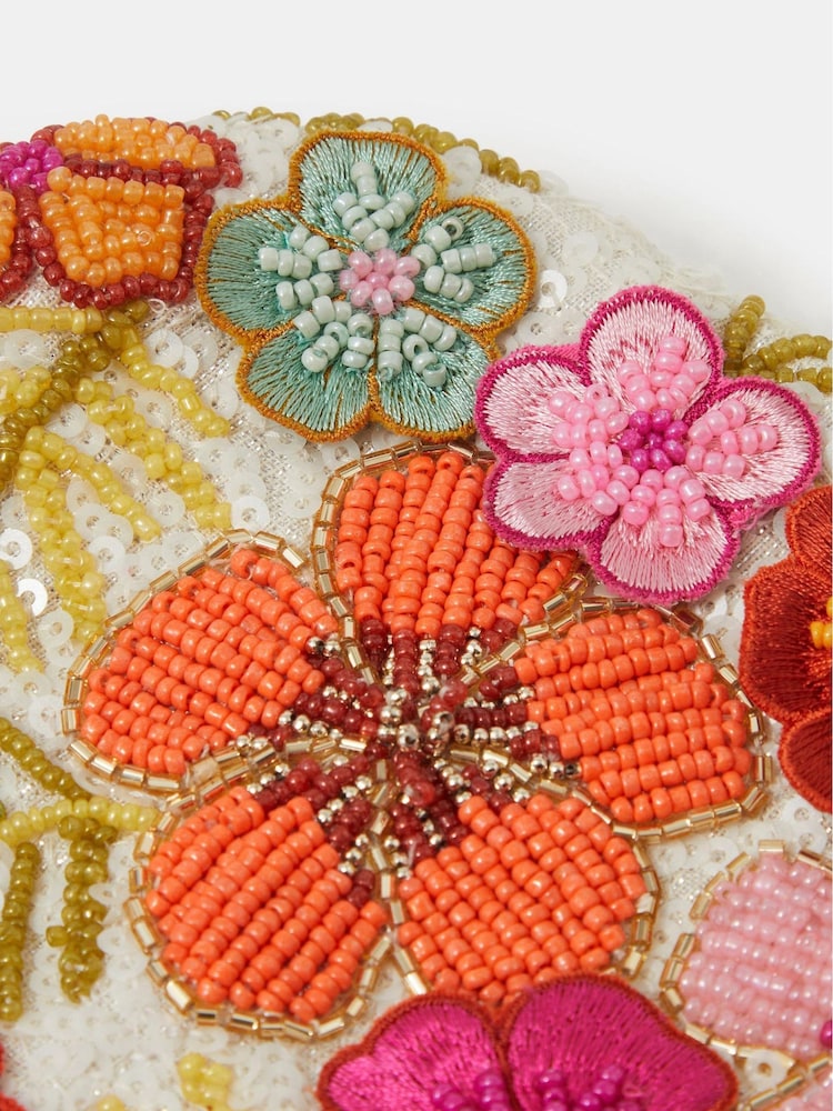Accessorize Orange Beaded Flower Clutch Bag - Image 2 of 3