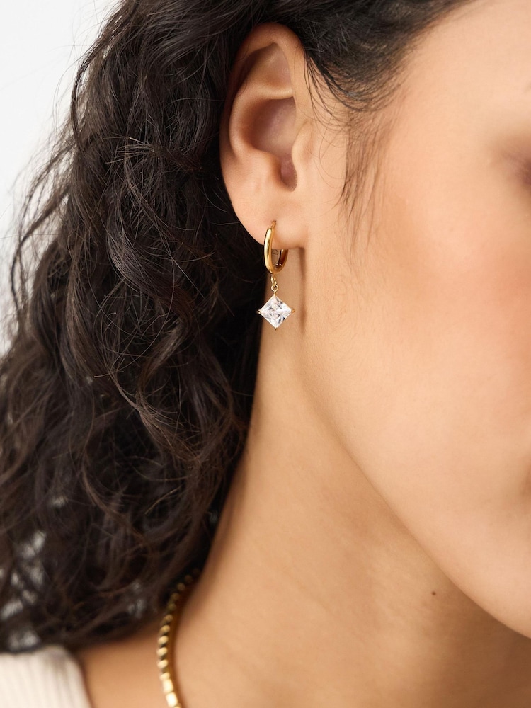 Accessorize Gold Tone Stainless Steel Stud & Hoop Drop Earrings 2 Pack - Image 2 of 2 Accessorize Gold Tone Stainless Steel Stud & Hoop Drop Earrings 2 Pack - Image 2 of 2