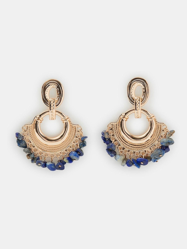 Accessorize Blue Doorknocker Fan Drop Earrings - Image 1 of 1