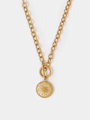 Accessorize Gold Tone Stainless Steel Sun Coin Pendant Necklace - Image 1 of 2