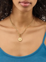 Accessorize Gold Tone Stainless Steel Sun Coin Pendant Necklace - Image 2 of 2