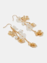 Accessorize Gold Flower Pearl Drop Earrings - Image 1 of 2