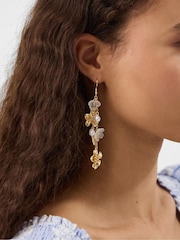 Accessorize Gold Flower Pearl Drop Earrings - Image 2 of 2